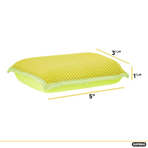 Microfiber Non-Scratch Dish & Kitchen Scrubber Heavy-Duty Household Cleaning Sponges, Multi-Purpose Cleaning Supplies for Dishes and Kitchens Pack of 3 - color: Yellow, size: 3-pack
