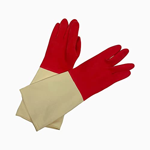 Prolinemax 12'' Long Size Medium Non-Slip Grip Latex Gloves Dish Washing Cleaning Gloves