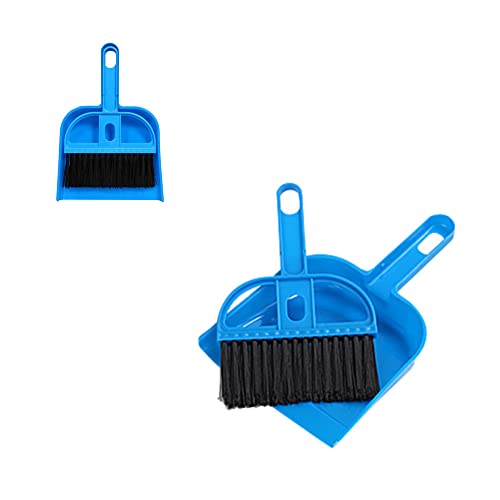 Mini Dustpan and Broom Set Portable Plastic Brush Set (blue) used for Desk, Home, Kitchen,Cage Cleaning of any Small Animals, Guinea pigs, Rabbits, Hamsters