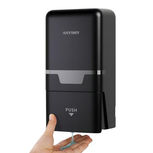 anydry Manual Liquid Soap Dispenser Wall Mount, 27oz (800 ml) Large Capacity for Commercial Bathroom - color: Black