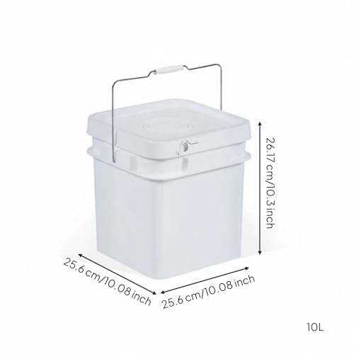 Qianly Square Bucket with Lid Versatile Use Square Bucket with Lid Fall Resistant Stackable Bin for Warehouse, Kitchen, Garage, White, 10L - color: White, size: 10L