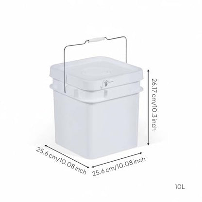 Qianly Square Bucket with Lid Versatile Use Square Bucket with Lid Fall Resistant Stackable Bin for Warehouse, Kitchen, Garage, White, 10L - color: White, size: 10L