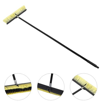 Outdoor Floor Brush Broom 80cm Aluminum Alloy Threaded Head Heavy Duty Push Broom for Sidewalk Patio Street Sweeping and Concrete Floor Cleaning