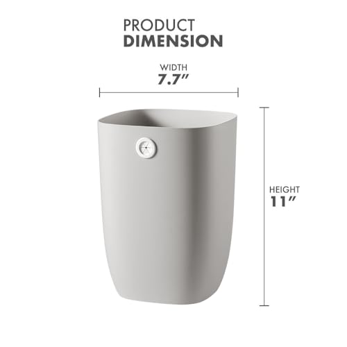Bathroom Trash Can, Plastic Rectangular Garbage Can with Trash Liner Holder for Bedroom, Living Room, Small Indoor Waste Basket, 7L, Grey - color: ( New Model ) Grey