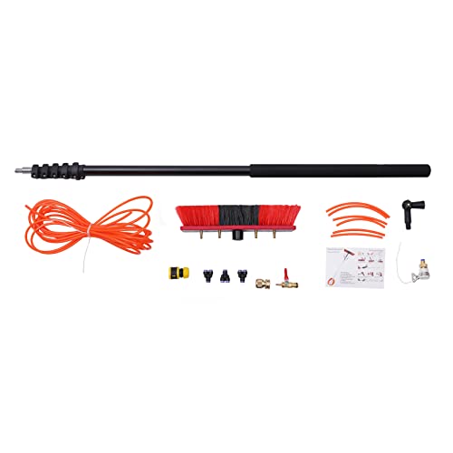 20ft Water Fed Pole Kit,Water Fed Pole Cleaning Brush Kit with Hose Squeegee,Extendable Outdoor Window Cleaner,Solar Panel Cleaning System for Household