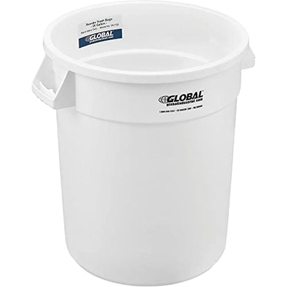 Global Industrial Commercial Round Trash Can, 20 Gallon Capacity, Plastic Garbage Can, Indoor and Outdoor Utility Trash Can, White, 19" W x 22-1/2"H, No Lid - color: White