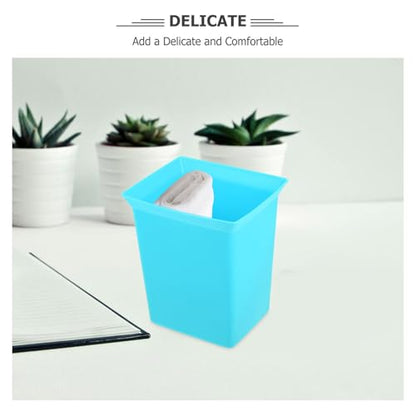 ULTECHNOVO Plastic Storage Basket for Housekeeping Cleaning Supplies Organizer with Handle Sky Blue Portable Utility Bin for Bathroom and Room Storage