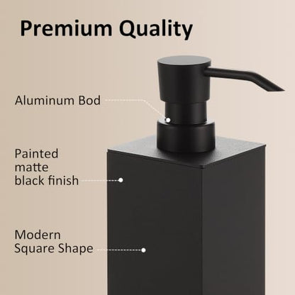 BGL Black Soap Dispenser for Kitchen & Bathroom, Modern Square Liquid Hand Soap Pump, Rustproof Matte Black Lotion Dispenser with Non-Slip Bottom, Fingerprint Resistant - color: Black-countertop