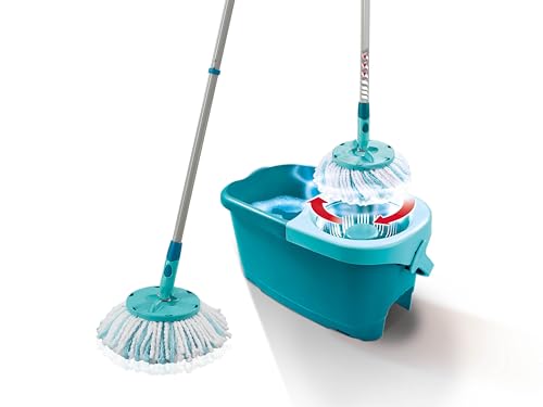 Leifheit Clean Twist Disc Mop Ergo Mop and Bucket, Floor Mop with Moisture-Controlled Spin Mop, Easy-Steer 360 Joint Microfibre Mop Head, 33cm Wide, Twist Mop - style: Clean Twist 2.0