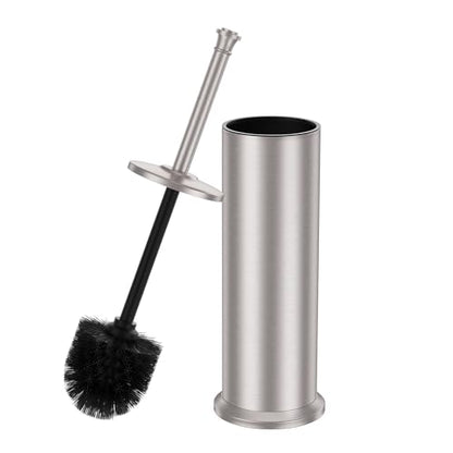 Stain Nickel Toilet Brush and Holder，Extra Long Handled Toilet Brush for Bathroom，Stainless Steel Heavy Duty Toilet Bowl Brush,Removable Inner Bowl,Deep Cleaning Dense Bristles Brush -Space Saving - color: Stain Nickel
