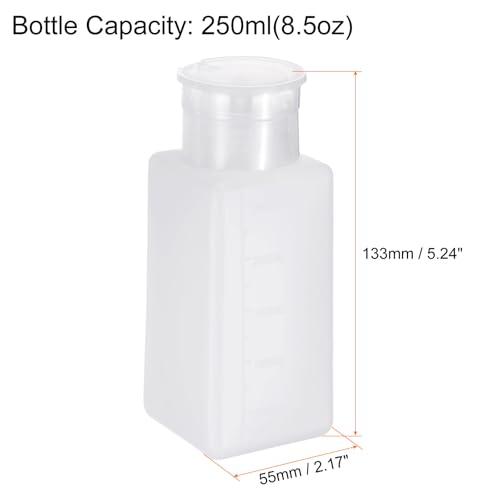 Solvent Alcohol Dispenser 250ml(8.5oz) Press Type ESD Safe Anti-Splash Liquid Dispenser Pump with Sealing plastic Lid for Alcohol, Nail Polish & Makeup Remover, White