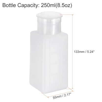 Solvent Alcohol Dispenser 250ml(8.5oz) Press Type ESD Safe Anti-Splash Liquid Dispenser Pump with Sealing plastic Lid for Alcohol, Nail Polish & Makeup Remover, White
