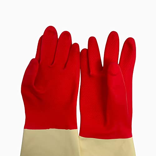 Prolinemax 12'' Long Size Medium Non-Slip Grip Latex Gloves Dish Washing Cleaning Gloves