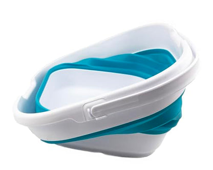 SAMMART 9.5L (2.5 Gallon) Collapsible Rectangular Handy Basket/Bucket (White/Ceramic Blue) - color: White/Ceramic Blue