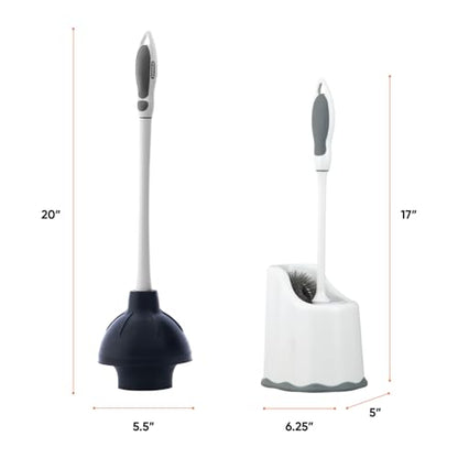 Superio Sink & Toilet Plunger with Toilet Bowl Brush and Holder Set - Dual-Purpose Drain Plunger with Mold-Resistant Rubber Head & Ergonomic Grip - size: Toilet Brush and Plunger Set