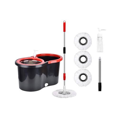 Spin Mop and Bucket Set with Wringer,360° Spinning Mop Bucket with 3 Microfiber Mop Head and 61" Adjustable Handle,for Floor Cleaning
