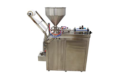 INTBUYING Automatic Quantitative Paste Liquid Filling Packing Machine 10-100ml Stainless Steel Automatic Liquid and Paste Filling Sealing Machine for Water Milk Oil Vinegar 110V
