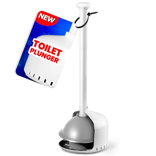 FORASTO Toilet Plunger with Holder,Plungers for Bathroom with Holder,Heavy Duty Plunger with Cover,Bathroom Decor，Bathroom Accessories，Toilet Bowl Cleaners,Pearl White - color: Pearl White, size: 1Pack