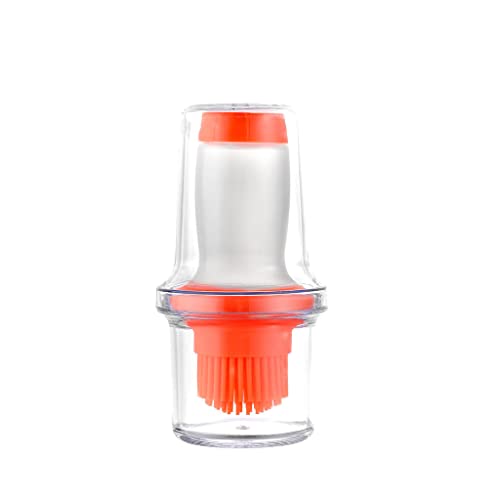 2Pcs Oil Bottle Brush Set With Thick Glass Bowl Silicone Oil Dispenser Barbecue Sauce Brush Mushroom Paste Brush Turkey Baster Pastry Brush No Smell Oil Container For Cooking，Camping，Travel - color: Orange