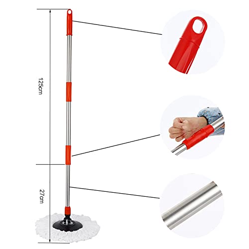 Spin Mop Pole Handle Replacement, Home Floor 360 Degrees Rotating Telescopic Replacement Handle Cleaning Tool Accessories Enhanced Thickened Version for Cleaning Home Office (Black) - color: Black