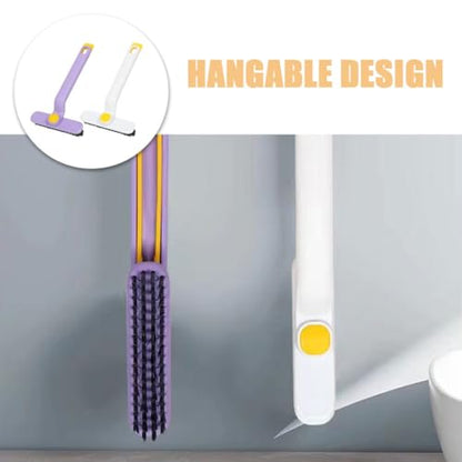 Veemoon 2pcs Rotating Crevice Cleaning Brush for Bathroom and Floor Gaps, Small Multifunctional Groove Scrub Brush Long Handle for Window Track and Narrow Space Cleaning, Plastic Bristles,