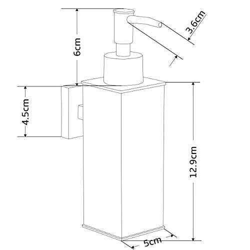 BGL Hand Soap Dispenser Stainless Steel 304 Wall Mount Chrome Soap Dispenser Holder for Bathroom (Chrome, Square) - color: Chrome