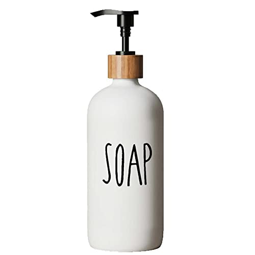 Dish Soap Dispenser for Kitchen,Glass Hand Soap Dispenser, Modern Farmhouse Decorfor Bathroom,Kitchen Decor - color: White-soap