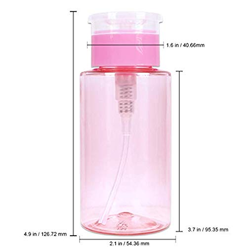 7oz Pink Push Down Pump Dispenser Empty Refillerble Bottle with Flip Top Cap - for Nail Polish, Travel, Cosmetics Packaging - color: Pink, size: 7 Ounce - 1 Bottle