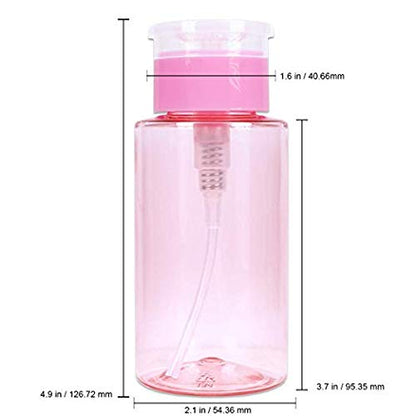 7oz Pink Push Down Pump Dispenser Empty Refillerble Bottle with Flip Top Cap - for Nail Polish, Travel, Cosmetics Packaging - color: Pink, size: 7 Ounce - 1 Bottle