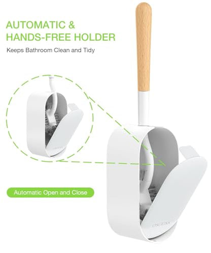 Wooden Toilet Brush, OSCIOSS Toilet Brush and Holder Set with Ergonomic Design, Compact Size, Durable Bristles, Bamboo RV Toilet Cleaner & Holder for Bathroom (Natural, 1pack) - color: Natural, size: 1 Pack