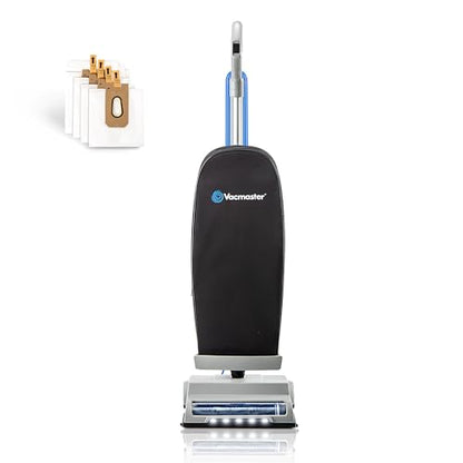 Vacmaster UB0402 Commercial Vacuum Cleaner Ultra-Lightweight 14L Capacity Bagged Upright Vac with LED Headlight and 2-Speed Setting Powerful Suction for Pets, Carpets & Hard Floor - color: Gray
