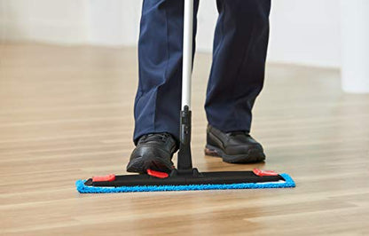 Rubbermaid Commercial Products Microfiber Adaptable Flat Mop, 18" Frame, Microfiber Head, Green, WaveBrake, Wringable for Heavy-Duty Cleaning/Hardwood/Tile/Laminated Floors in Kitchen/Lobby/Office