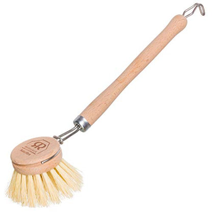Redecker Dish Brush, Tampico Fiber, 1-1/2 Inch Round, Single – Wooden Dish Scrub Brush for Everyday Cleaning, Untreated Beechwood, Made in Germany - size: Single Unit, 1-1/2-Inches Diameter