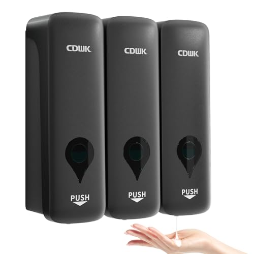 Shampoo and Conditioner Dispenser - Wall Mounted 3 Chamber, Shower Soap Dispenser, No Drill Bathroom Shampoo Dispenser Set for Hotel Large Capacity, ABS Wall Soap Dispenser, Pearl White - color: Starry Gray 3-pack