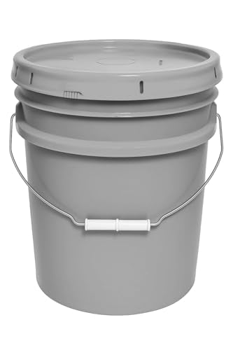 MKS Plastics 5-Gallon Bucket with Airtight Lid – Made in USA, Food Grade BPA Free Plastic, Heavy Duty Multi-Use, Metal Handle with Grip, Stackable Storage – Silver, 1 Pack - color: Silver, size: 1