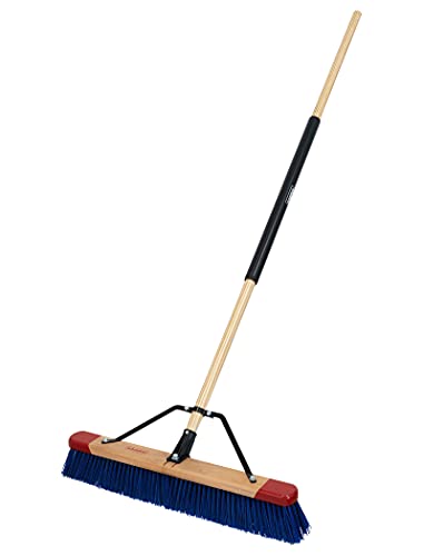 Harper 24 Inch Push Broom with Stiff Bristles, Premium Heavy Duty Outdoor Wet/Dry Rough-Surface, for Mulch, Gravel, Oil Dry, Dirt, Soil, with Long Wooden Handle - style: Premium Outdoor Wet/Dry Rough-Surface Push Broom
