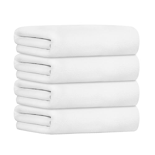 JML Microfiber Towels, Bath Towel Set - Extra Large, Soft, Absorbent, Fast Drying for Adult, Hair, Swimming, Fitness, Sport, Yoga, 4 Pack, 27" x 55", White - color: Microfiber White, size: 4 Pack-27" x 55"