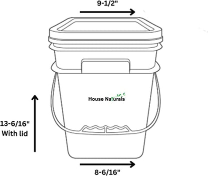 House Naturals 4 Gallon Square Food Grade Plastic Bucket with Lid, Made in USA (Pack of 2) BPA Free (Black) - color: Black