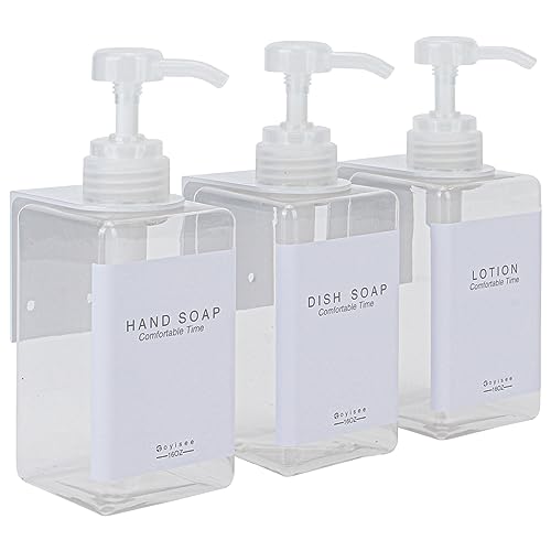 Refillable Shampoo and Conditioner Bottles for Shower Wall,Shampoo and Conditioner Dispenser with Pump No Drill (3 Bottles 3 Wall Mounts-Clear) - color: 3 Bottles 3 Wall Mounts-clear