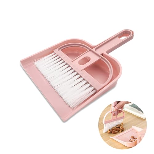 Mini Dustpan and Brush Set, Portable Exquisite Pet Waste Cleaning Kit, Hamster Sand Scooper Cage Cleaning Tool for Small Pets Guinea Pigs Hedgehogs Hamsters Chinchillas Rabbits (Pink) - color: pink