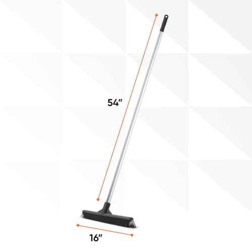 Superio 16” Pet Hair Remover Silicone Broom - Carpet Rake for Fur Removal - Rug Rake to Fluff Carpet – for Dust on Hardwood Floor & Tile – Rinse to Clean, 2 Pack