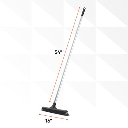 Superio 16"" Slim Silicone Salon Broom - Carpet Rake for Liquid, Human Hair, Pet Hair, and Fur Space Saving and Easy to Wash, Gray, 1281-993 - color: Silicone, size: 54"