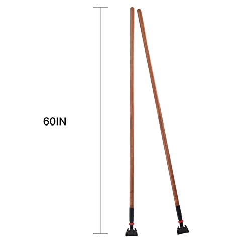 Matthew Cleaning Commercial Quick-Change Dust Mop Handle with Clip-on Metal Gripper for Heavy Duty Mop Head Replacement Holder, Lacquered Wood 60 inch 12packs-Natural - color: Hardwood