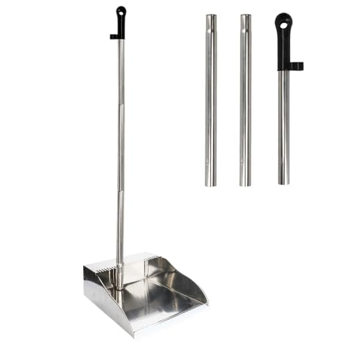Stainless Steel Dustpan Metal Dustpan with Handle Heavy Duty Dust Pan Upright Dust Pan for Home Office Lobby - style: Dustpan