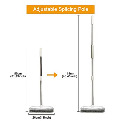 Push Broom,Tub Tile Broom Brush,Stiff Bristles Broom for Shower Cleaning, Patio, Kitchen,Grout and Garage,Indoor Outdoor Cleaning Brush,Adjustable Stainless Steel Long Handle-46.5"… - color: Stiff Bristles