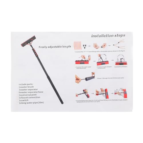 35FT Water Fed Pole Kit Adjustable Solar Panel Cleaning Kit with Telescopic Pole & Rotatable Brush for Window Glass Roof Outdoor Cleaning Equipment - size: 35.43FT