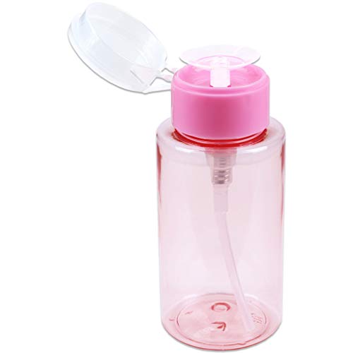 7oz Pink Push Down Pump Dispenser Empty Refillerble Bottle with Flip Top Cap - for Nail Polish, Travel, Cosmetics Packaging - color: Pink, size: 7 Ounce - 1 Bottle