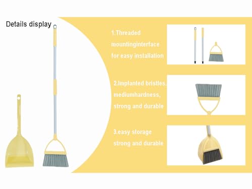 Mini Broom with Dustpan for Kids,Little Housekeeping Helper Set (Light Yellow) - color: Light Yellow