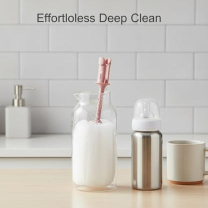 Long Handle Bottle Brush with Sponge Head, 13 Inch Cleaning Tool for Vacuum Flask and Narrow Neck Containers (1 PC) - color: Pink