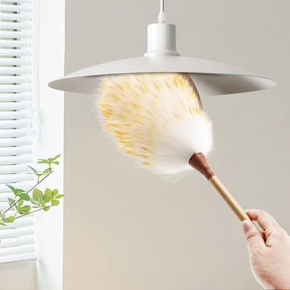 Natural Lambswool Duster 16 Inch Handheld with Wooden Handle Duster Dusting Tool for Blinds Electronics Furniture Delicate Surfaces (2Pcs) - size: 16inch
